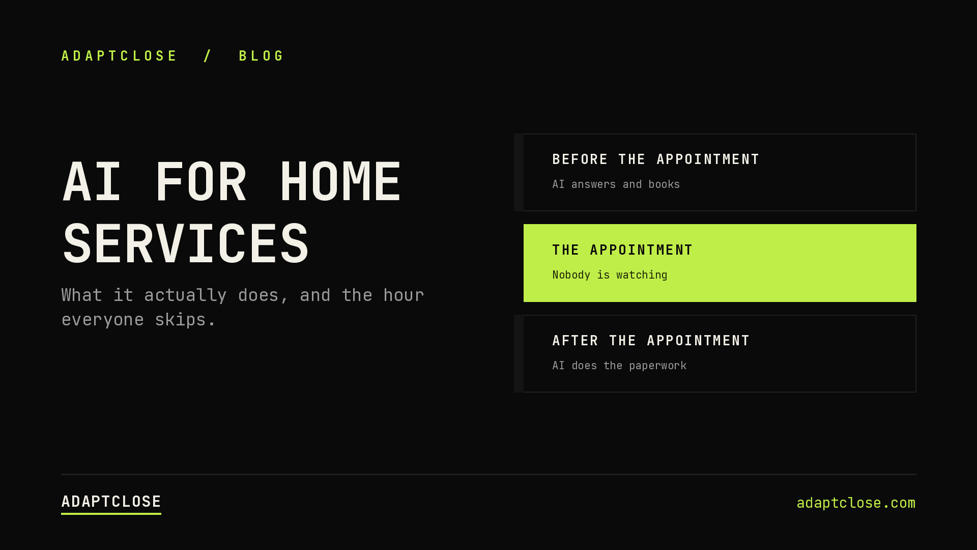AI for Home Services: What It Actually Does, and the Hour Everyone Skips
